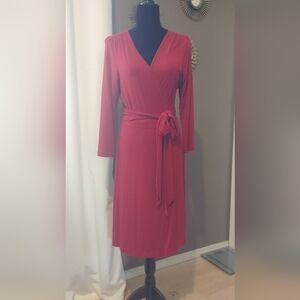 Banana Republic Red Long Sleeve Wrap Dress